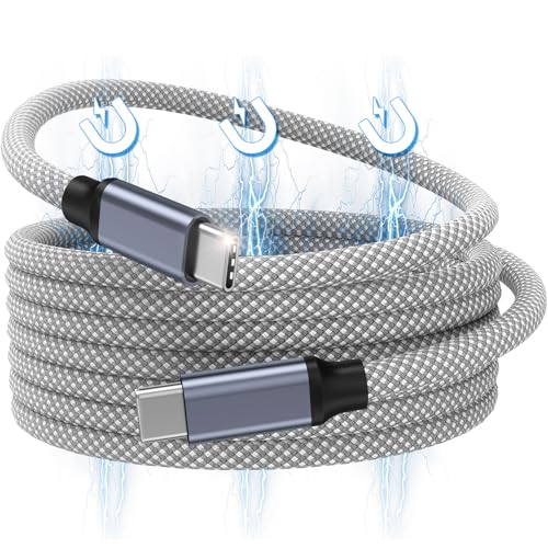 Magtame USB C Kabel, 240W magnetisches USB C zu USB C Kabel 5ft, 5A Nylon Geflochtene Schnellladeart C Kabel für Phone 15/15 Pro/15 Pro Max für Samsung für Mac_Book, Original Design Patent Produkt von Magtame