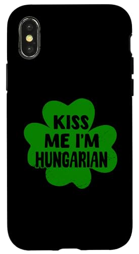 Kiss Me I'm Hungarian Lustiges Magyar St. Patrick's Day Kostüm Hülle für iPhone X/XS von Magyarorszag Hungarian Flag Magyar Hungary Roots