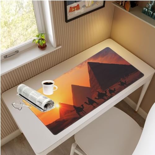 Mauspad XXL Ägypten Mauspad 1500x600x3 mm, Gaming Mousepad xxl Mauspad Vintage Schreibtischunterlage, Wasserdicht Mouse Pad Groß Rutschfeste Unterseite Desk Mat Gaming Zubehör für Office Geschenk M770 von Mahoxua