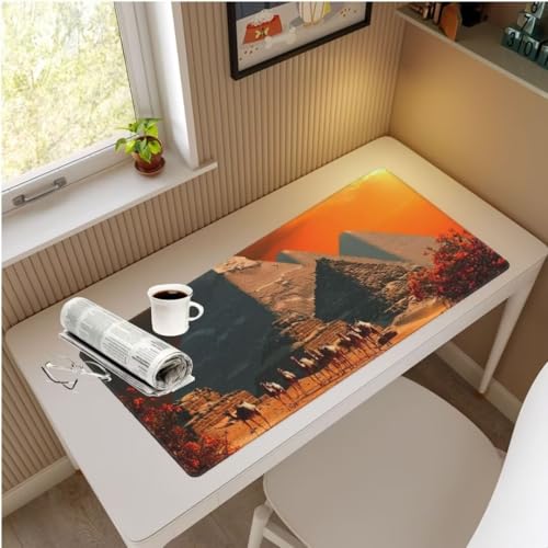 Mauspad XXL Ägyptische Landschaft Mauspad 800x300x3 mm,Gaming Mousepad xxl Mauspad Retro Schreibtischunterlage,Wasserdicht Mouse Pad Groß Rutschfeste Unterseite Desk Mat Gaming Zubehör für Office M959 von Mahoxua