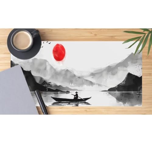 Mauspad XXL Chinesischer Mauspad 900x400x3 mm,Gaming Mousepad XXL Mauspad Aquarell Schreibtischunterlage,Wasserdicht Mouse Pad Groß rutschfeste Unterseite Desk Mat Gaming Zubehör für Office Home M341 von Mahoxua