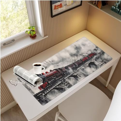 Mauspad XXL Cooler Mauspad 1500x800x3 mm, Gaming Mousepad XXL Mauspad Alter Zug Schreibtischunterlage, Wasserdicht Mouse Pad Groß rutschfeste Unterseite Desk Mat Gaming Zubehör für Office Home M657 von Mahoxua