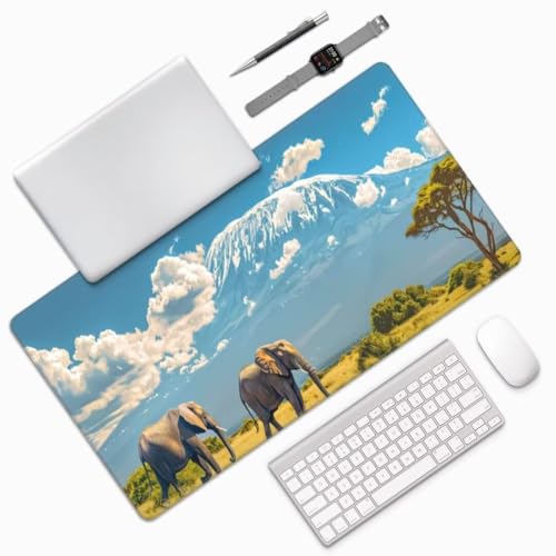 Mauspad XXL Elefant Mauspad 800x300x3 mm, Gaming Mousepad XXL Mauspad Tier Schreibtischunterlage, Wasserdicht Mouse Pad Groß rutschfeste Unterseite Desk Mat Gaming Zubehör, Geschenke für Frauen M148 von Mahoxua