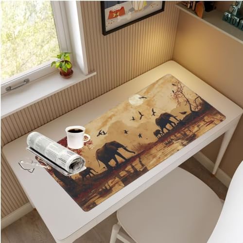 Mauspad XXL Elefant Mauspad 800x300x3 mm, Gaming Mousepad xxl Mauspad Jahrgang Schreibtischunterlage, Wasserdicht Mouse Pad Groß Rutschfeste Unterseite Desk Mat Gaming Zubehör für Office Geschenk M926 von Mahoxua