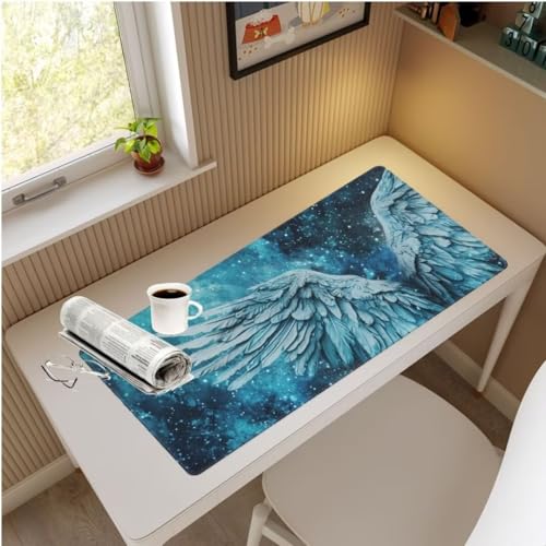 Mauspad XXL Flügel Mauspad 600x300 mm, Gaming Mousepad xxl Mauspad Blau Schreibtischunterlage, Wasserdicht Mouse Pad Groß Rutschfeste Unterseite Desk Mat Gaming Home, Office, Geschenke für Frauen M856 von Mahoxua