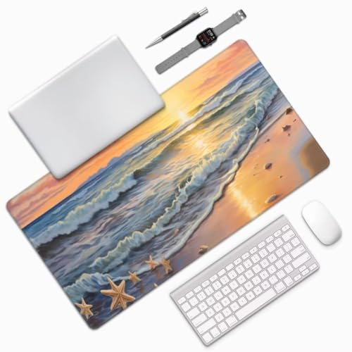 Mauspad XXL Gelb Mauspad 800x300x3 mm, Gaming Mousepad XXL Mauspad Meer Schreibtischunterlage, Wasserdicht Mouse Pad Groß rutschfeste Unterseite Desk Mat Gaming Home, Office, Geschenke für Frauen M5 von Mahoxua