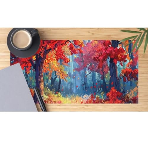 Mauspad XXL Herbst Mauspad 1500x600x3 mm, Gaming Mousepad xxl Mauspad Wald Schreibtischunterlage, Wasserdicht Mouse Pad Groß Rutschfeste Unterseite Desk Mat Gaming Zubehör, Geschenke für Frauen M334 von Mahoxua