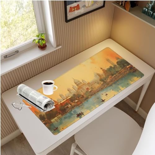 Mauspad XXL Italien Mauspad 1200x600x3 mm, Gaming Mousepad XXL Mauspad Landschaft Schreibtischunterlage, Wasserdicht Mouse Pad Groß rutschfeste Unterseite Desk Mat Gaming Zubehör für Office Home M625 von Mahoxua