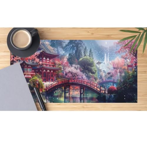 Mauspad XXL Japan Mauspad 1500x600x3 mm, Gaming Mousepad xxl Mauspad Retro Schreibtischunterlage, Wasserdicht Mouse Pad Groß Rutschfeste Unterseite Desk Mat Gaming Zubehör, Geschenke für Frauen M579 von Mahoxua