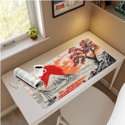 Mauspad XXL Japan Mauspad 1500x800x3 mm, Gaming Mousepad XXL Mauspad Landschaft Schreibtischunterlage, Wasserdicht Mouse Pad Groß rutschfeste Unterseite Desk Mat Gaming Zubehör für Office Home M666 von Mahoxua