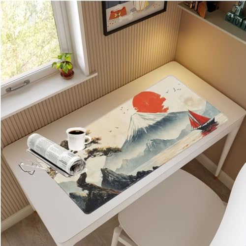 Mauspad XXL Japanische Landschaft Mauspad 1000x500x3 mm,Gaming Mousepad xxl Mauspad Berg Schreibtischunterlage,Wasserdicht Mouse Pad Groß Rutschfeste Unterseite Desk Mat Gaming Zubehör für Office M664 von Mahoxua