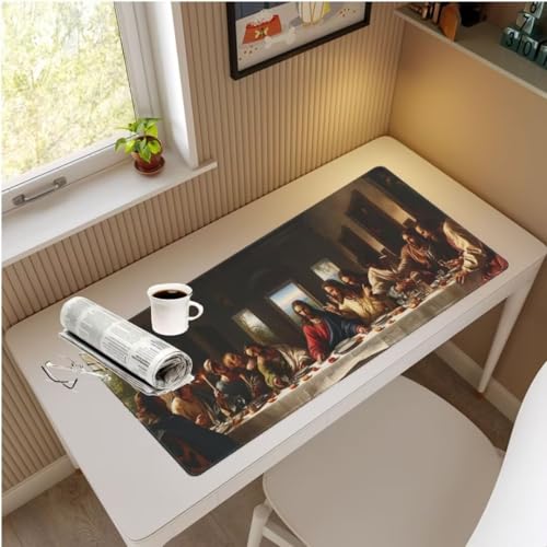 Mauspad XXL Letztes Abendmahl Mauspad 1500x600x3 mm,Gaming Mousepad xxl Mauspad Vintage Schreibtischunterlage,Wasserdicht Mouse Pad Groß Rutschfeste Unterseite Desk Mat Gaming Zubehör für Office M774 von Mahoxua