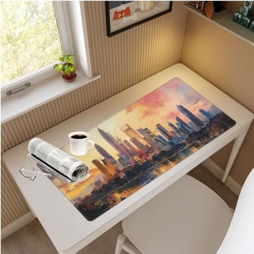 Mauspad XXL New York Mauspad 600x300x3 mm, Gaming Mousepad XXL Mauspad Landschaft Schreibtischunterlage, Wasserdicht Mouse Pad Groß rutschfeste Unterseite Desk Mat Gaming Zubehör für Office Home M630 von Mahoxua