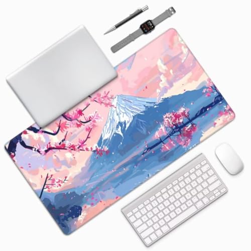 Mauspad XXL Rosa Mauspad 600x300x3 mm,Gaming Mousepad XXL Mauspad Japanischer Stil Schreibtischunterlage,Wasserdicht Mouse Pad Groß rutschfeste Unterseite Desk Mat Gaming Zubehör für Office Home M128 von Mahoxua