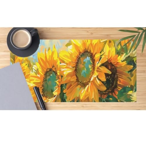 Mauspad XXL Sonnenblume Mauspad 600x300x3 mm, Gaming Mousepad XXL Mauspad Blume Schreibtischunterlage, Wasserdicht Mouse Pad Groß rutschfeste Unterseite Desk Mat Gaming Zubehör für Office Home M316 von Mahoxua