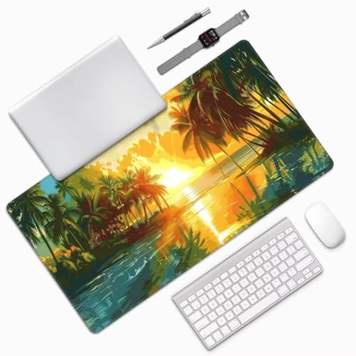 Mauspad XXL Sonnenuntergang Mauspad 1500x600 mm, Gaming Mousepad XXL Mauspad Meereslandschaft Schreibtischunterlage, Mouse Pad Groß rutschfeste Unterseite Desk Mat Gaming Zubehör für Office Home M258 von Mahoxua