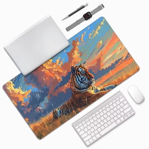 Mauspad XXL Tiger Mauspad 1500x600 mm, Gaming Mousepad xxl Mauspad Tier Schreibtischunterlage, Wasserdicht Mouse Pad Groß Rutschfeste Unterseite Desk Mat Gaming Home, Office, Geschenke für Frauen M127 von Mahoxua