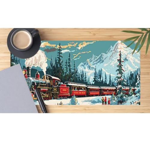 Mauspad XXL Weihnachtszug Mauspad 800x300x3 mm, Gaming Mousepad xxl Mauspad Winter Schreibtischunterlage, Wasserdicht Mouse Pad Groß Rutschfeste Unterseite Desk Mat Gaming Zubehör für Office Home M358 von Mahoxua