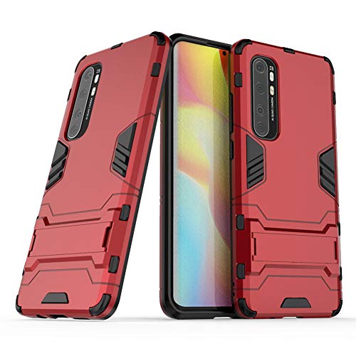 Hülle für Xiaomi Mi Note 10 Lite (6,47 Zoll) 2 in 1 Hybrid Dual Layer Shell Armor Schutzhülle mit Standfunktion Case (Rot) von MaiJin