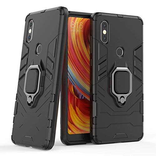 LuluMain Kompatibel mit Xiaomi Mi Mix 2S Hülle, Ring Ständer Magnetischer Handyhalter Auto Caseme Schutzhülle Case für Xiaomi Mi Mix 2S (Schwarz) von MaiJin