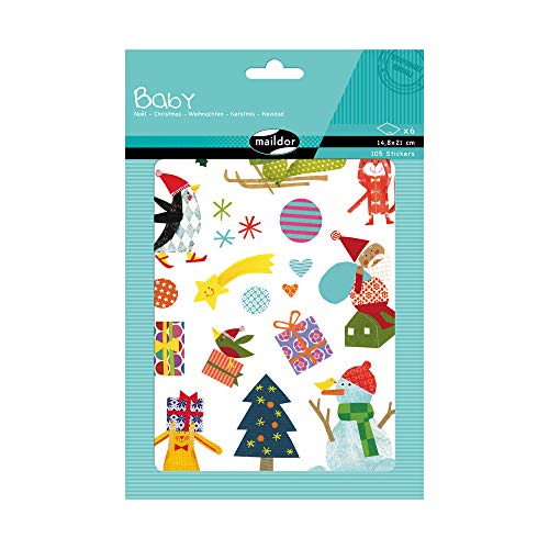 Maildor AE032O Baby Packung Stickers (mit 6 Bögen in Format DIN A5, 14, 8 x 21cm, ideal für Kinder ab 2 Jahren, Weihnachten) 1 Pack von Maildor