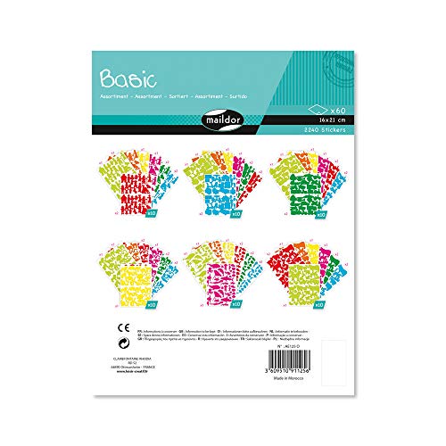 Maildor AE125O Packung (mit 2240 Stickers, 60 Bögen in Format DIN A5, 14, 8 x 21cm mit verschiedenen Themen, ideal für Kinder ab 2 Jahren) 1 Pack bunt von Maildor