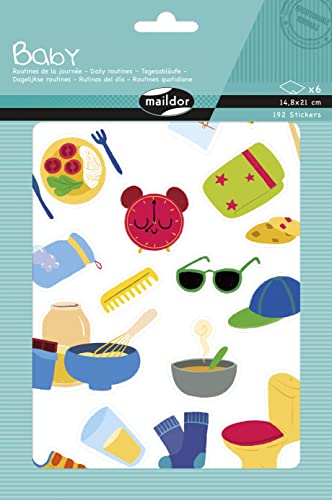 Maildor AE229C - Packung mit 6 Bogen Baby Stickers, 14,8x21cm, ideal für DIY-Projekte, 1 Pack, Alltag von Maildor