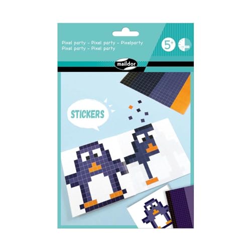 Maildor AF022C kreativ Sticker-Set (mit 6 Pixelfiguren zum Zusammenbauen, ideal für Kinder ab 5 Jahren, ideales Bastelprojekt, Bunt) 1 Set von Maildor