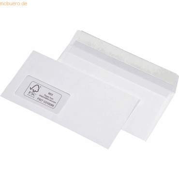 Mailmedia Briefumschläge DINlang mit Fenster haftklebend weiß VE=100 S von Mailmedia