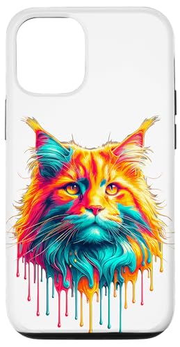 Dripping Paint Art Maine Coon American Longhair Hülle für iPhone 12/12 Pro von Maine Coon Cat Lover Gifts