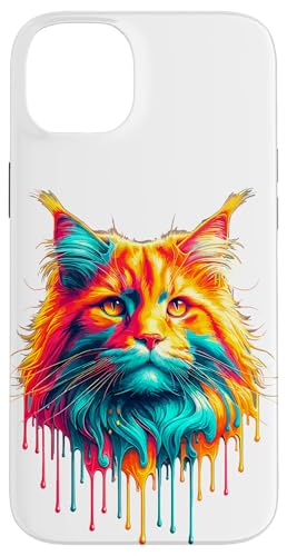 Dripping Paint Art Maine Coon American Longhair Hülle für iPhone 14 Plus von Maine Coon Cat Lover Gifts