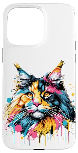 Dripping Paint Art Maine Coon American Longhair Hülle für iPhone 15 Pro Max von Maine Coon Cat Lover Gifts