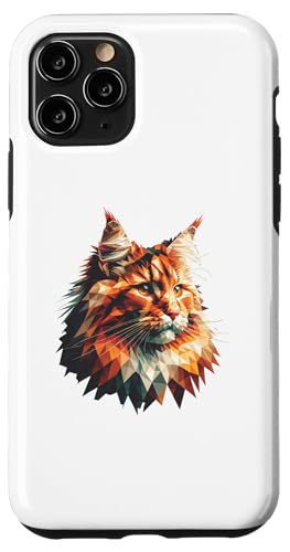 Hülle für iPhone 11 Pro Geometric Art Maine Coon American Longhair von Maine Coon Cat Lover Gifts