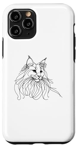 Hülle für iPhone 11 Pro Line Art Maine Coon American Longhair von Maine Coon Cat Lover Gifts