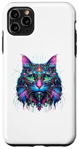 Hülle für iPhone 11 Pro Max Futuristic Synthwave Maine Coon American Longhair von Maine Coon Cat Lover Gifts