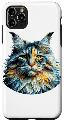 Hülle für iPhone 11 Pro Max Polygon Art Maine Coon American Longhair von Maine Coon Cat Lover Gifts