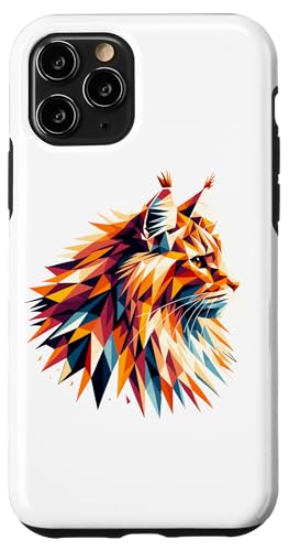 Hülle für iPhone 11 Pro Polygon Art Maine Coon American Longhair von Maine Coon Cat Lover Gifts