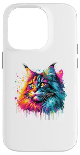 Hülle für iPhone 14 Pro Dripping Paint Art Maine Coon American Longhair von Maine Coon Cat Lover Gifts