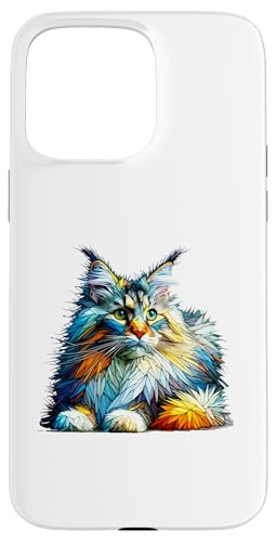 Hülle für iPhone 15 Pro Max Polygon Art Maine Coon American Longhair von Maine Coon Cat Lover Gifts