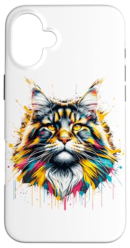 Hülle für iPhone 16 Plus Splash Art Maine Coon American Longhair von Maine Coon Cat Lover Gifts