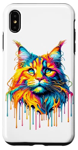 Hülle für iPhone XS Max Dripping Paint Art Maine Coon American Longhair von Maine Coon Cat Lover Gifts