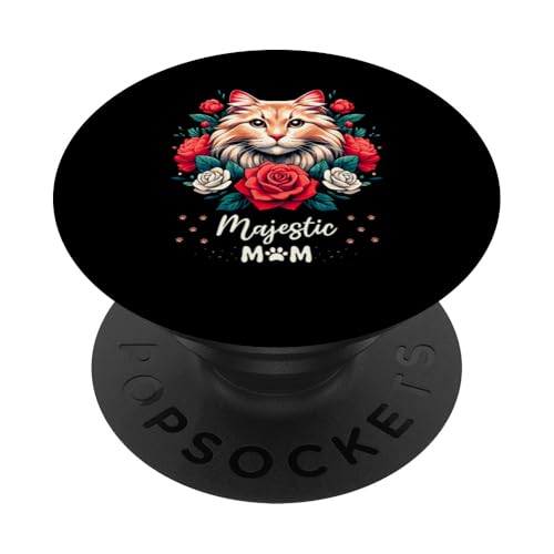 Roses Flowers Maine Coon Mom American Longhair PopSockets Klebender PopGrip von Maine Coon Cat Lover Gifts