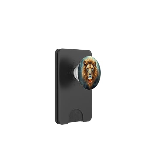 Fantasy Lion Mystisches Kunstwerk PopSockets PopWallet für MagSafe von Majestic Fantasy Art for Lion Lovers