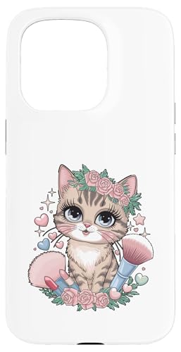 Eine Katze schminkt sich und schminkt Kosmetik Hülle für iPhone 15 Pro von Make Up Cosmetology Lover Gifts Cosmetics