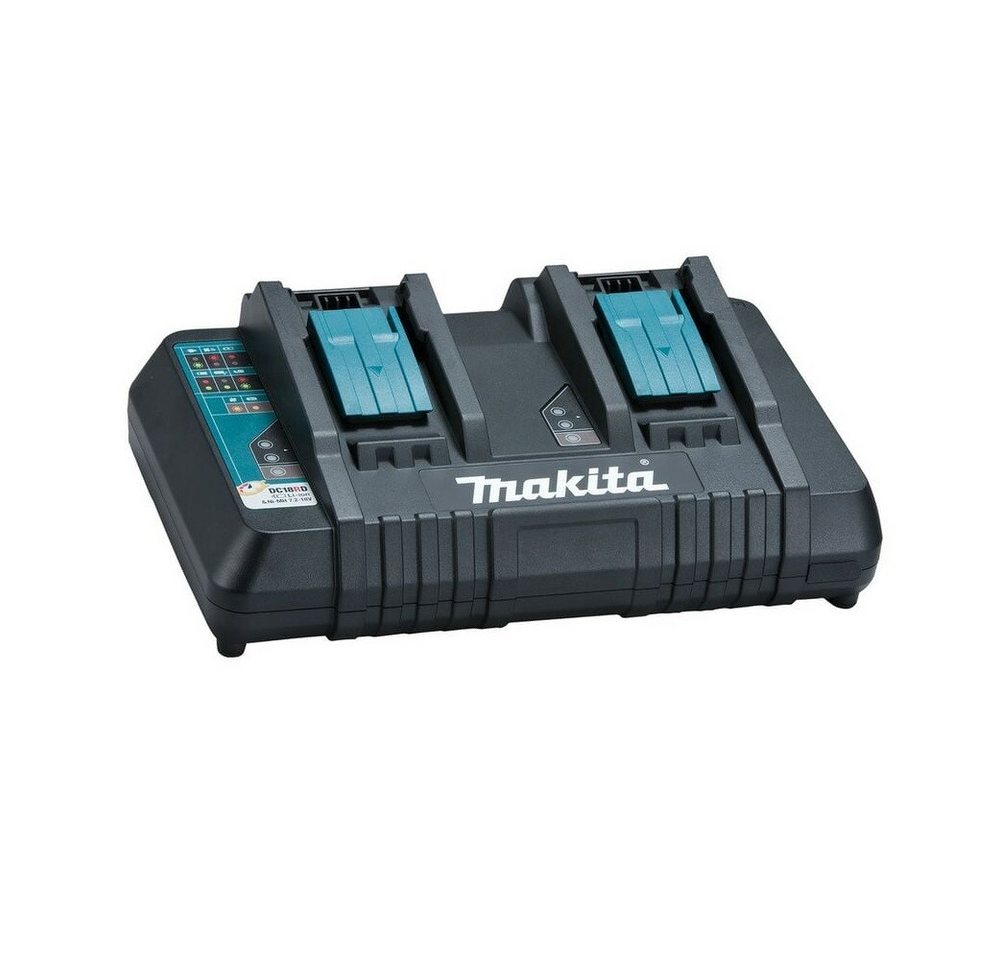 Makita Original Doppel-Ladegerät für 2 18V Akkus gleichzeitig, Schnellladung Akku-Ladestation (Integrierte aktive Kühlung, Laden von zwei Akkus gleichzeitig) von Makita