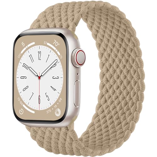 Maledan Geflochtenes Armband Kompatibel mit Apple Watch Armband 40mm 41mm 38mm für Damen Herren, Elastisches Nylon Solo Loop Armbänder für Apple Watch SE/Series 9 8 7 6 5 4 3 2 1 Ultra von Maledan