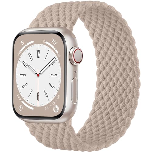 Maledan Geflochtenes Armband Kompatibel mit Apple Watch Armband 40mm 41mm 38mm für Damen Herren, Elastisches Nylon Solo Loop Armbänder für Apple Watch SE/Series 9 8 7 6 5 4 3 2 1 Ultra von Maledan