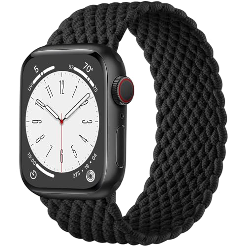 Maledan Geflochtenes Armband Kompatibel mit Apple Watch Armband 45mm 42mm 44mm 49mm für Damen Herren, Elastisches Nylon Solo Loop Armbänder für Apple Watch SE/Series 9 8 7 6 5 4 3 2 1 Ultra von Maledan