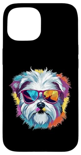 Hülle für iPhone 15 Malteser Hunderasse Haustier mit Sonnenbrille Pop Art von Maltese Dog Breed Pet Designs