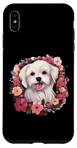 Hülle für iPhone XS Max Malteser Hunderasse Haustier niedliche Grafik mit Blumen von Maltese Dog Breed Pet Designs